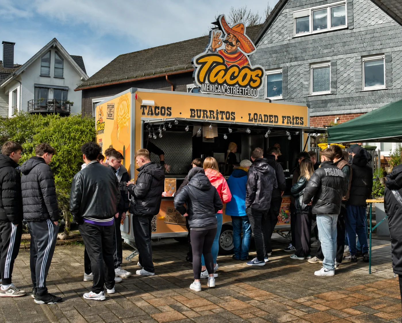 Foodtruck mit Gästen bei einer Veranstaltung